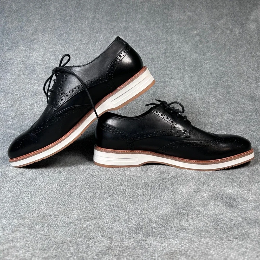 Jos A Bank Wingtip Derby Oxford Dress Shoes Mens Black Leather 9.5 42T4 01 - New